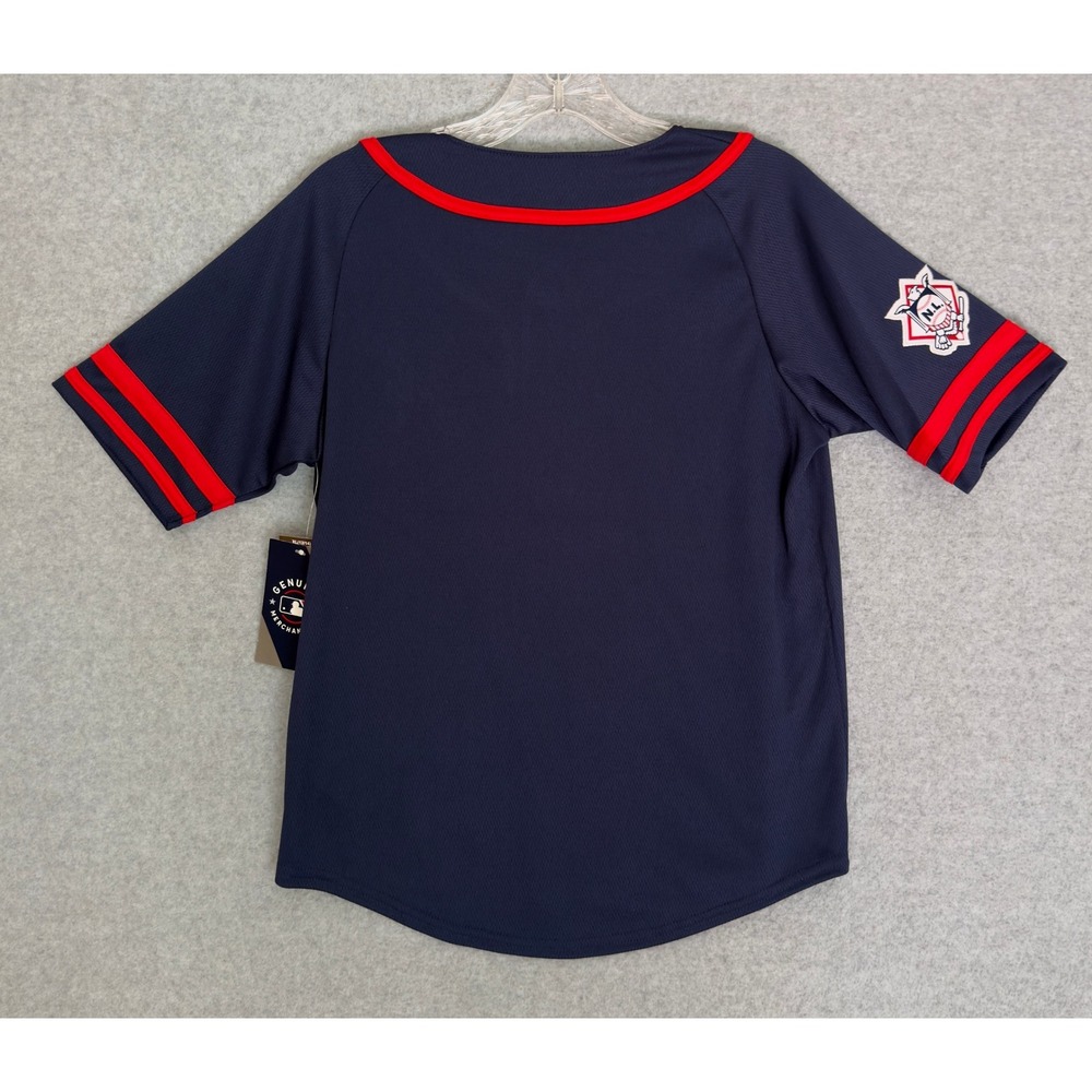 NEW! Atlanta Braves Jersey Youth 12/14 Navy Blue Button Down MLB Baseball NWT - Picture 3 of 8